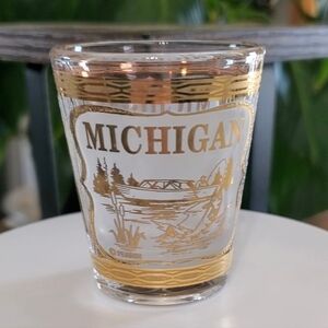 MICHIGAN Textured Glass 22K Gold Shot Glass